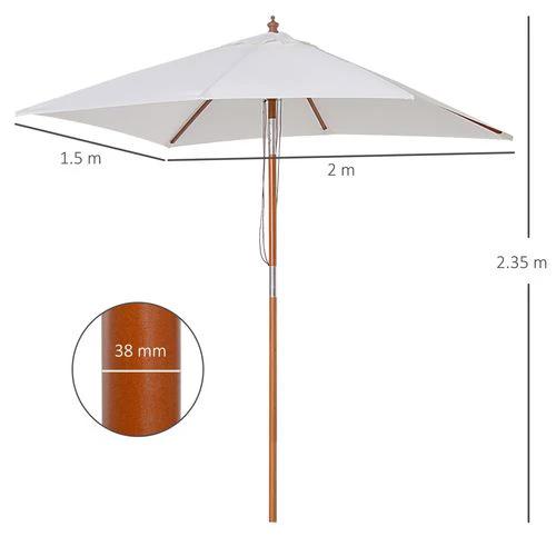 Outsunny 2m x 1.5m Patio Garden Parasol with Adjustable Angle for Outdoor Sun Protection by Outsunny