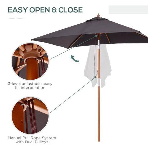 Outsunny Outsunny 2m x 1.5m Patio Garden Parasol with Adjustable Angle for Outdoor Sun Protection - Parasol