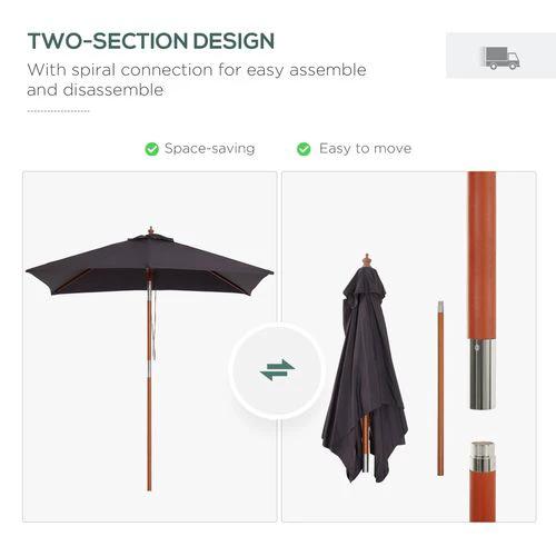 Outsunny Outsunny 2m x 1.5m Patio Garden Parasol with Adjustable Angle for Outdoor Sun Protection - Parasol