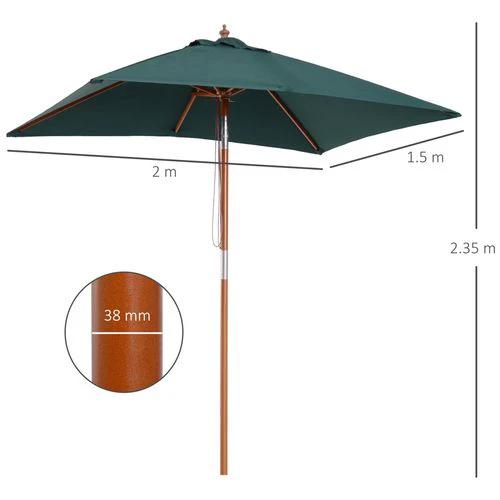 Outsunny Outsunny 2m x 1.5m Patio Garden Parasol with Adjustable Angle for Outdoor Sun Protection - Parasol