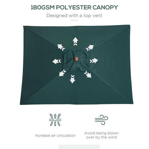 Outsunny Outsunny 2m x 1.5m Patio Garden Parasol with Adjustable Angle for Outdoor Sun Protection - Parasol