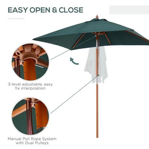 Outsunny 2m x 1.5m Patio Garden Parasol with Adjustable Angle for Outdoor Sun Protection by Outsunny