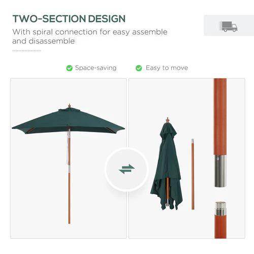 Outsunny 2m x 1.5m Patio Garden Parasol with Adjustable Angle for Outdoor Sun Protection by Outsunny