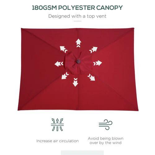 Outsunny 2m x 1.5m Patio Garden Parasol with Adjustable Angle for Outdoor Sun Protection by Outsunny