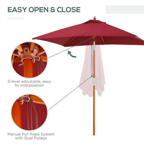 Outsunny 2m x 1.5m Patio Garden Parasol with Adjustable Angle for Outdoor Sun Protection by Outsunny