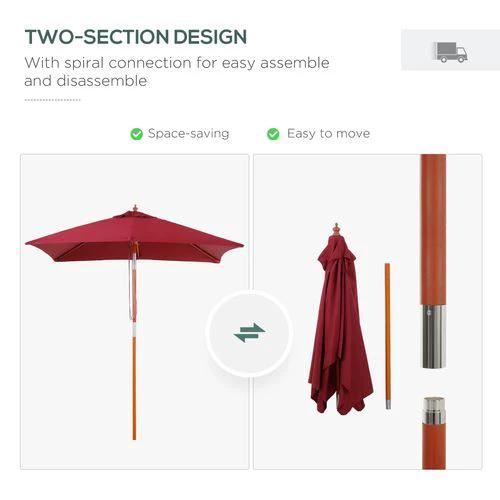 Outsunny 2m x 1.5m Patio Garden Parasol with Adjustable Angle for Outdoor Sun Protection by Outsunny