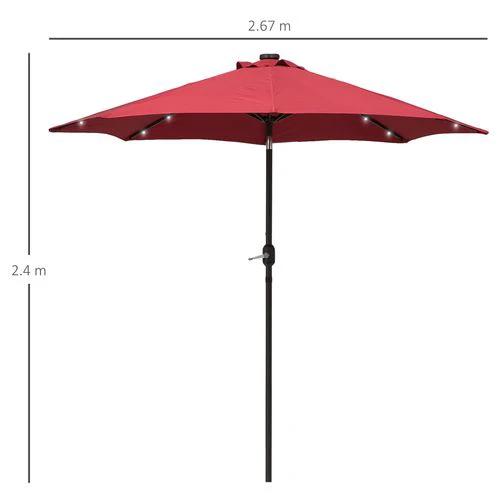 Outsunny Outsunny 9 Foot LED Solar Powered Parasol Umbrella with UV Protection for Outdoor Gatherings - Parasol