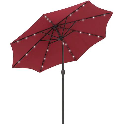 Outsunny 9 Foot LED Solar Powered Parasol Umbrella with UV Protection for Outdoor Gatherings by Outsunny