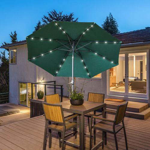 Outsunny Outsunny 9 Foot LED Solar Powered Parasol Umbrella with UV Protection for Outdoor Gatherings - Parasol