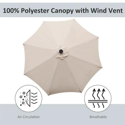 Outsunny Outsunny 9 Foot LED Solar Powered Parasol Umbrella with UV Protection for Outdoor Gatherings - Parasol