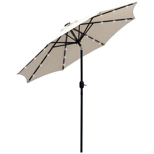 Outsunny 9 Foot LED Solar Powered Parasol Umbrella with UV Protection for Outdoor Gatherings by Outsunny