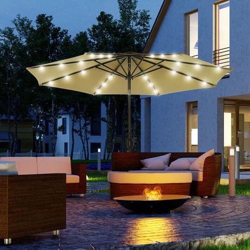 Outsunny Outsunny 9 Foot LED Solar Powered Parasol Umbrella with UV Protection for Outdoor Gatherings - Parasol