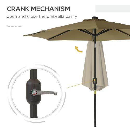 Outsunny Outsunny 9 Foot LED Solar Powered Parasol Umbrella with UV Protection for Outdoor Gatherings - Parasol