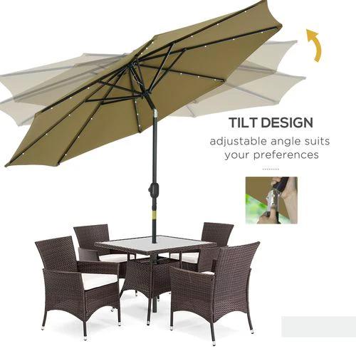 Outsunny Outsunny 9 Foot LED Solar Powered Parasol Umbrella with UV Protection for Outdoor Gatherings - Parasol