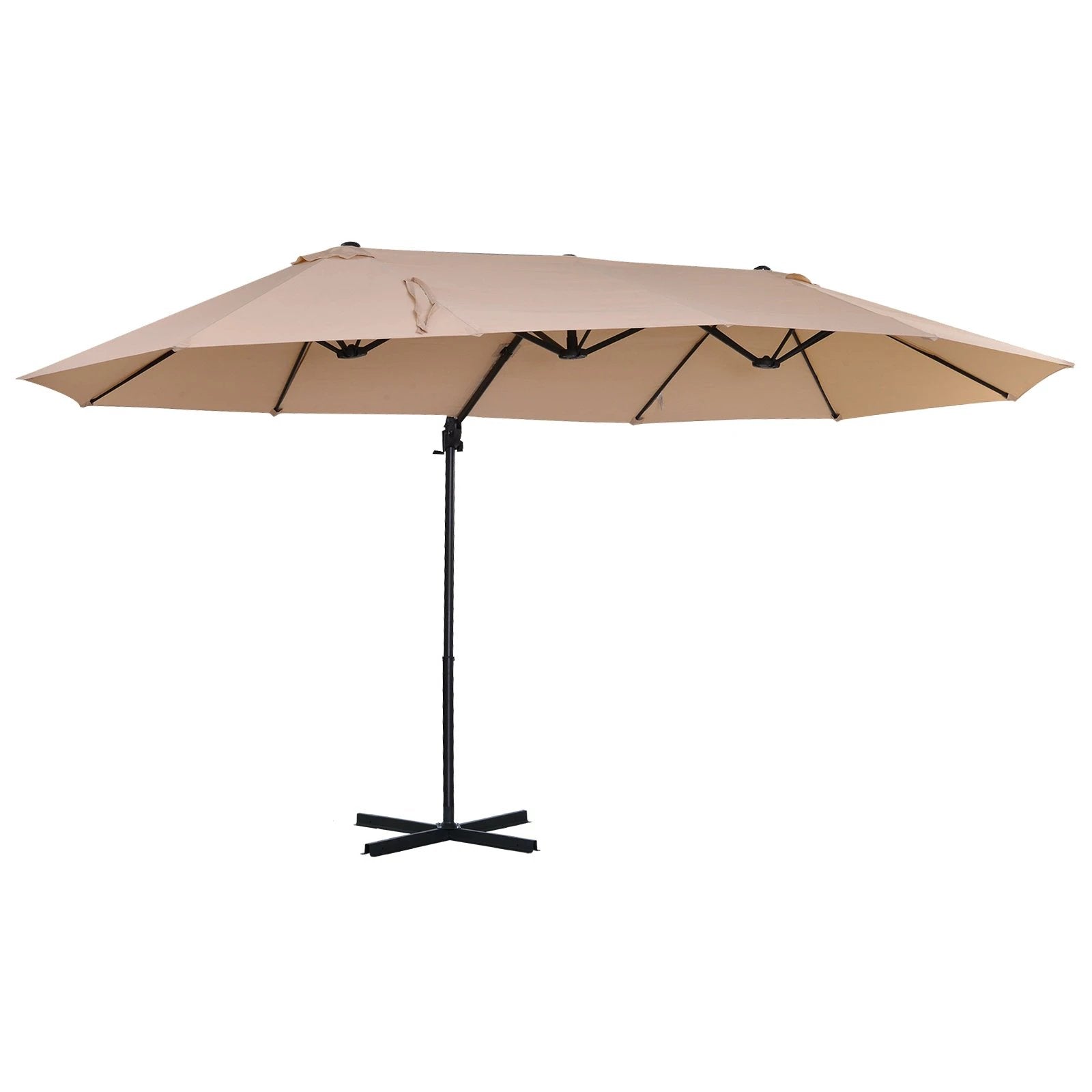 Outsunny Double Canopy Offset Parasol Garden Shade w/ Steel Pole 12 Support Ribs - Parasol