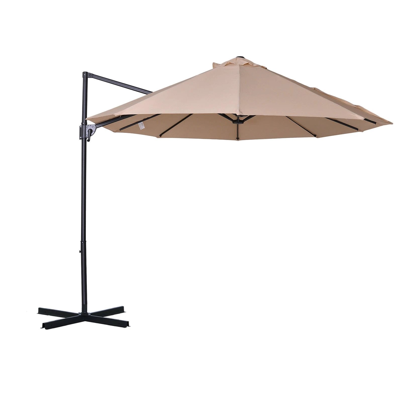 Outsunny Double Canopy Offset Parasol Garden Shade w/ Steel Pole 12 Support Ribs - Parasol