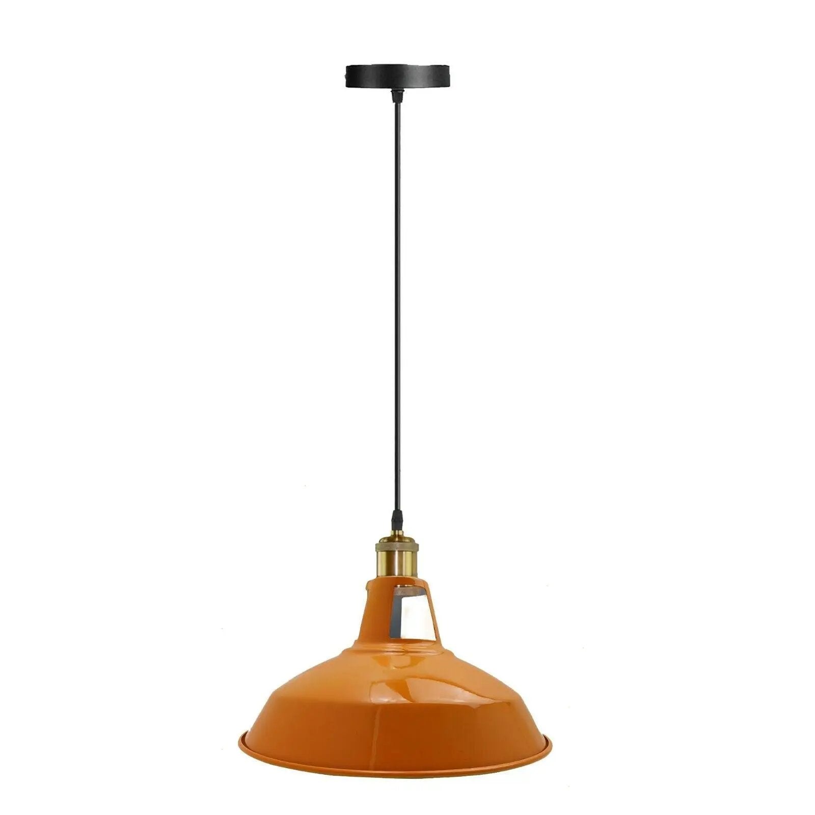 Un-branded Vintage Modern Orange Metal Shade Ceiling Pendant Light Indoor Light Fitting With 95cm Adjustable Wire - Pendant Lights