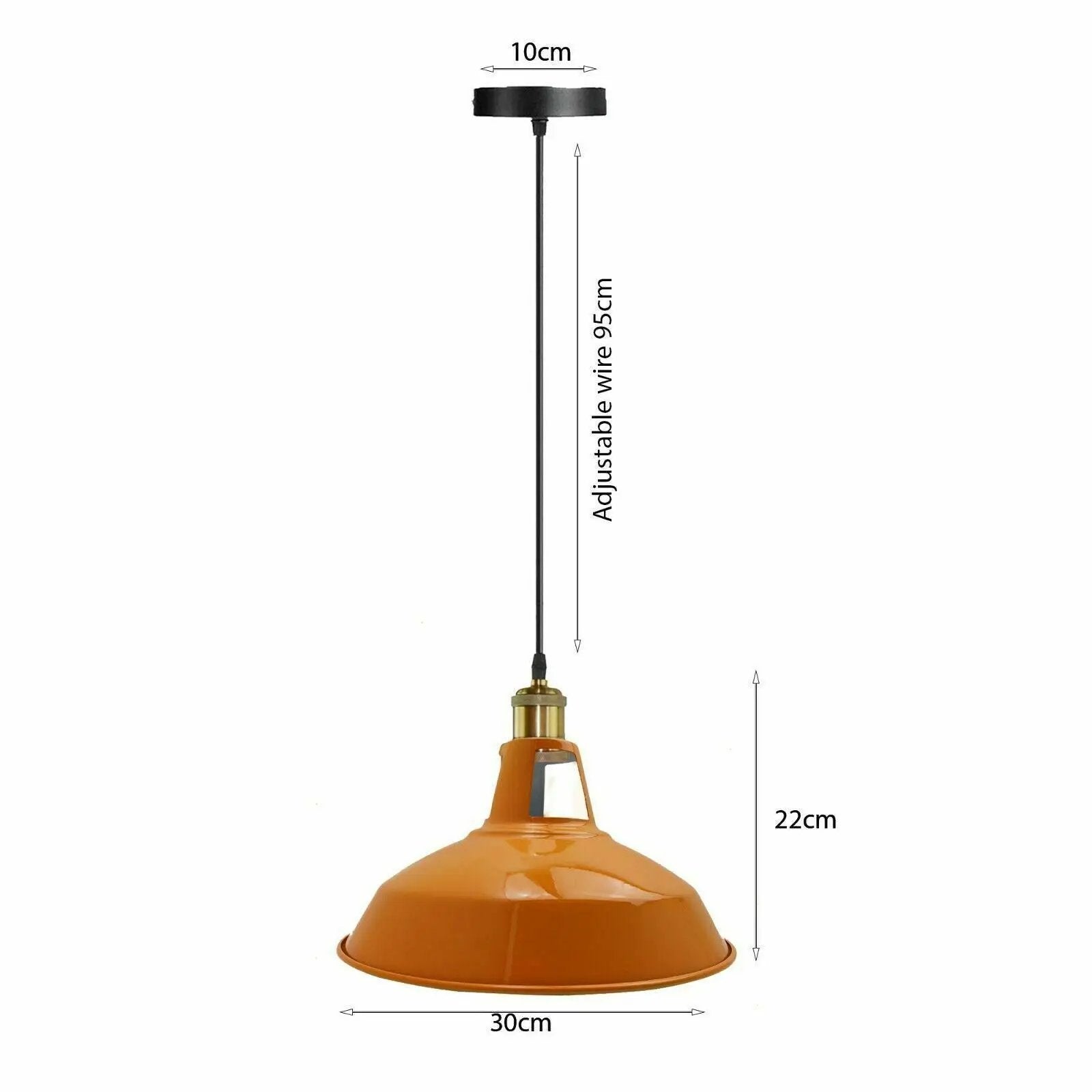 Un-branded Vintage Modern Orange Metal Shade Ceiling Pendant Light Indoor Light Fitting With 95cm Adjustable Wire - Pendant Lights