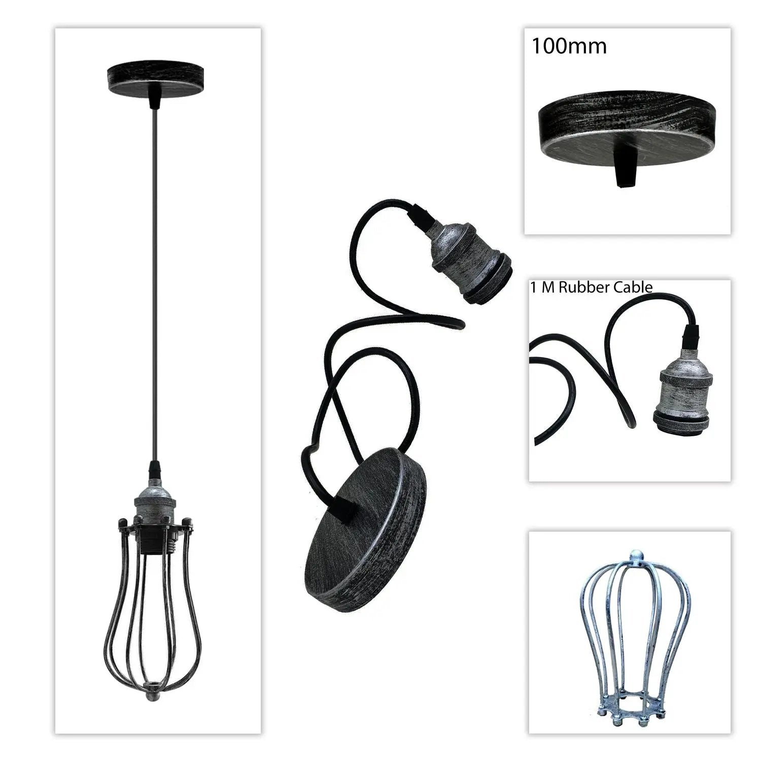 LEDSone Ceiling Rose Balloon Cage Hanging Pendant Lamp Holder Light Fitting Lighting Kit UK - Pendant Lights