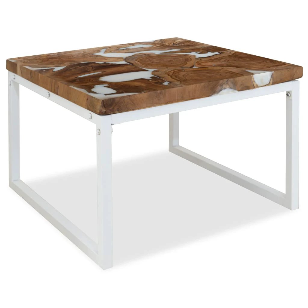 vidaXL Coffee Table 110x60x40 cm Handmade Teak With Black Resin Living Room Decor by vidaXL