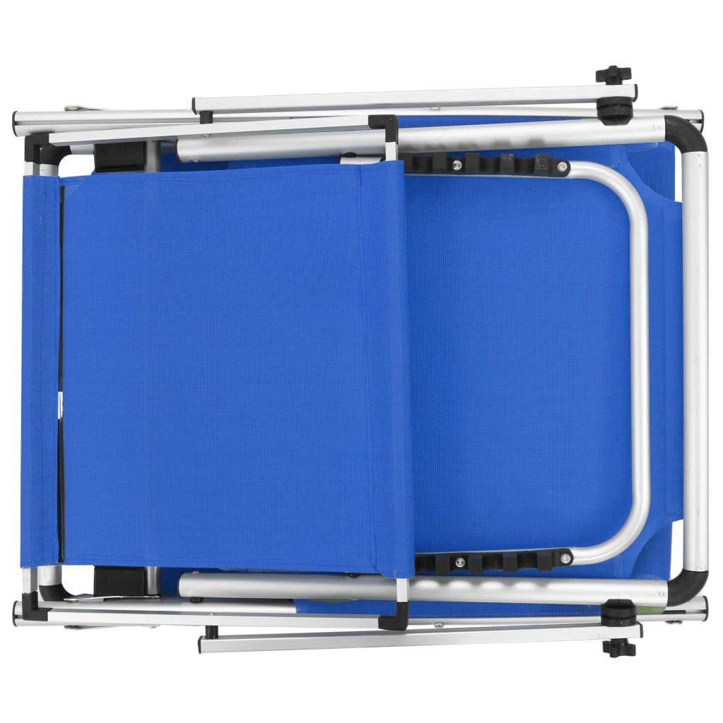 vidaXL Folding Sun Lounger with Roof Aluminium and Textilene Blue by vidaXL