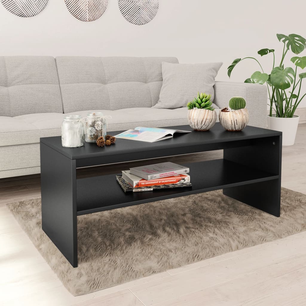 VidaXL Coffee Table 100x40x40 cm Smoked Oak Engineered Wood With Open Shelf Living Room by vidaXL