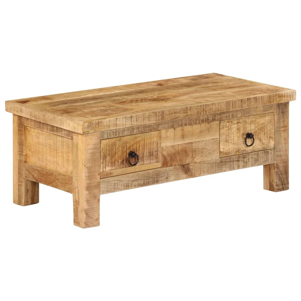 vidaXL VidaXL Coffee Table 90x45x35 cm Solid Mango Wood Antique Finish Handmade Rustic Living Room Decor - Coffee Table