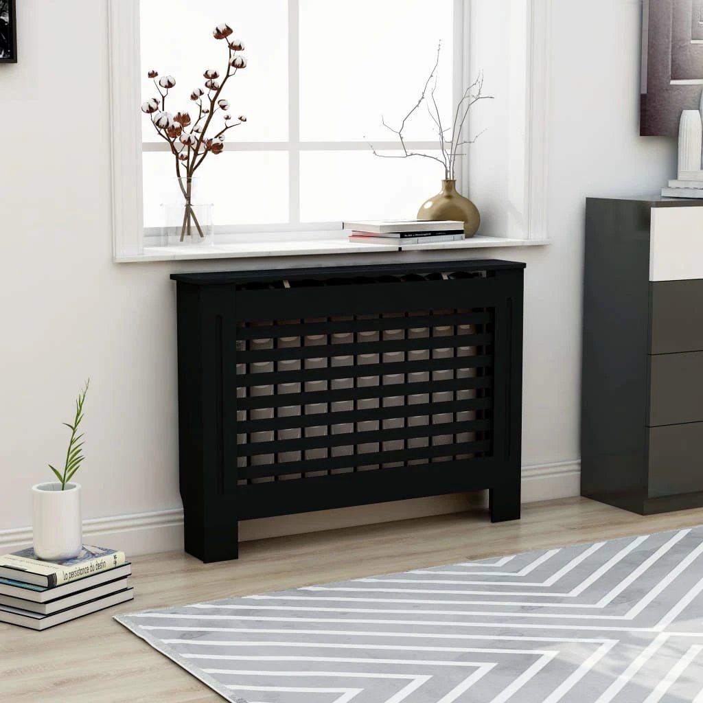 VidaXL Radiator Cover Cabinet 205 cm White MDF Modern Slatted Design With Shelf Living Room by vidaXL