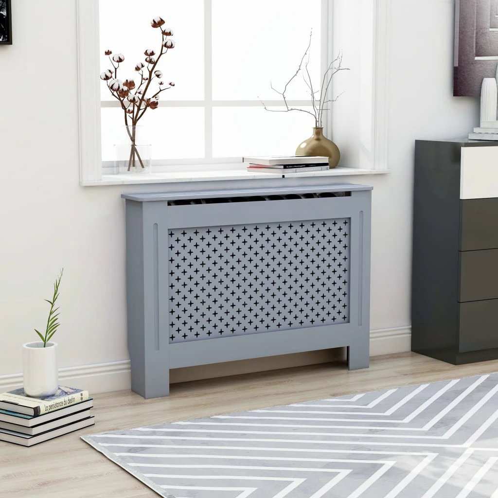 VidaXL MDF Radiator Cover White 205 cm Slatted Ventilated Cabinet For Living Room Decor by vidaXL