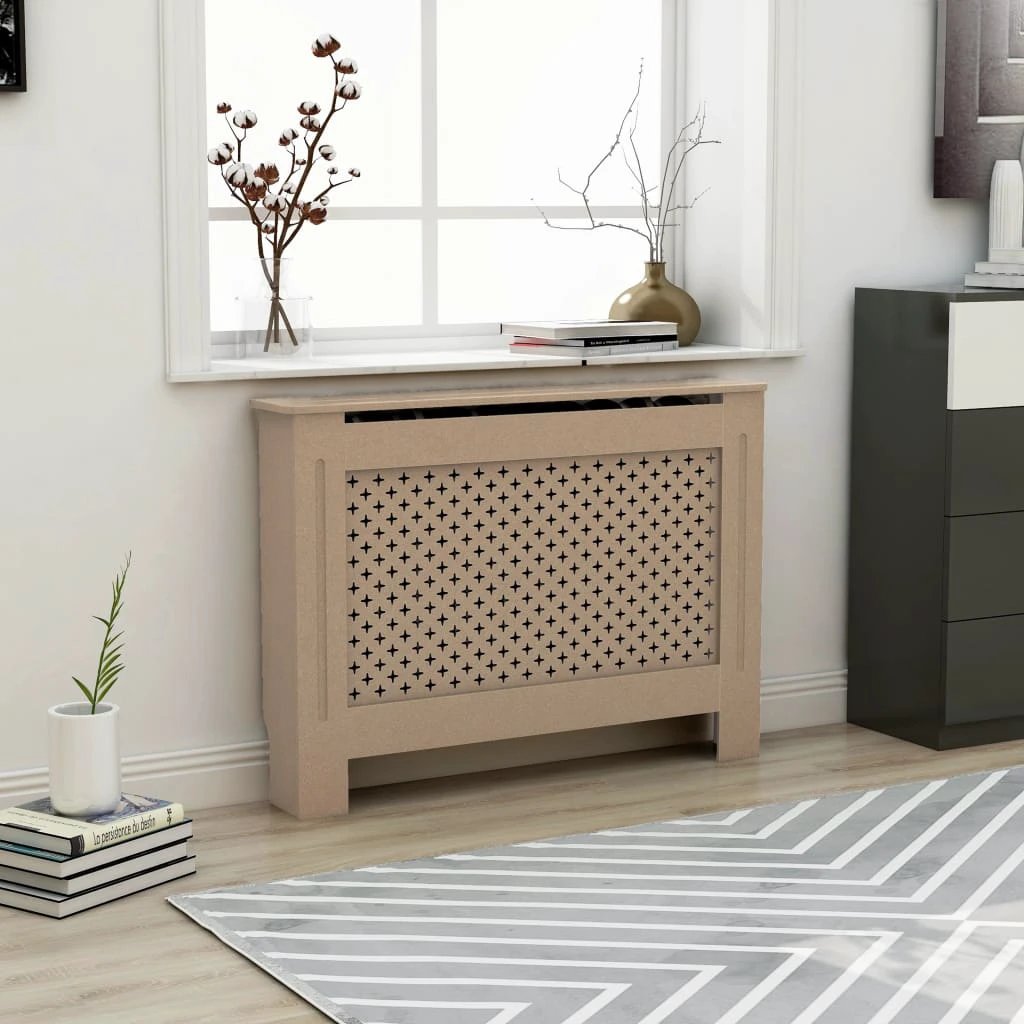 VidaXL MDF Radiator Cover White 205 cm Slatted Ventilated Cabinet For Living Room Decor by vidaXL