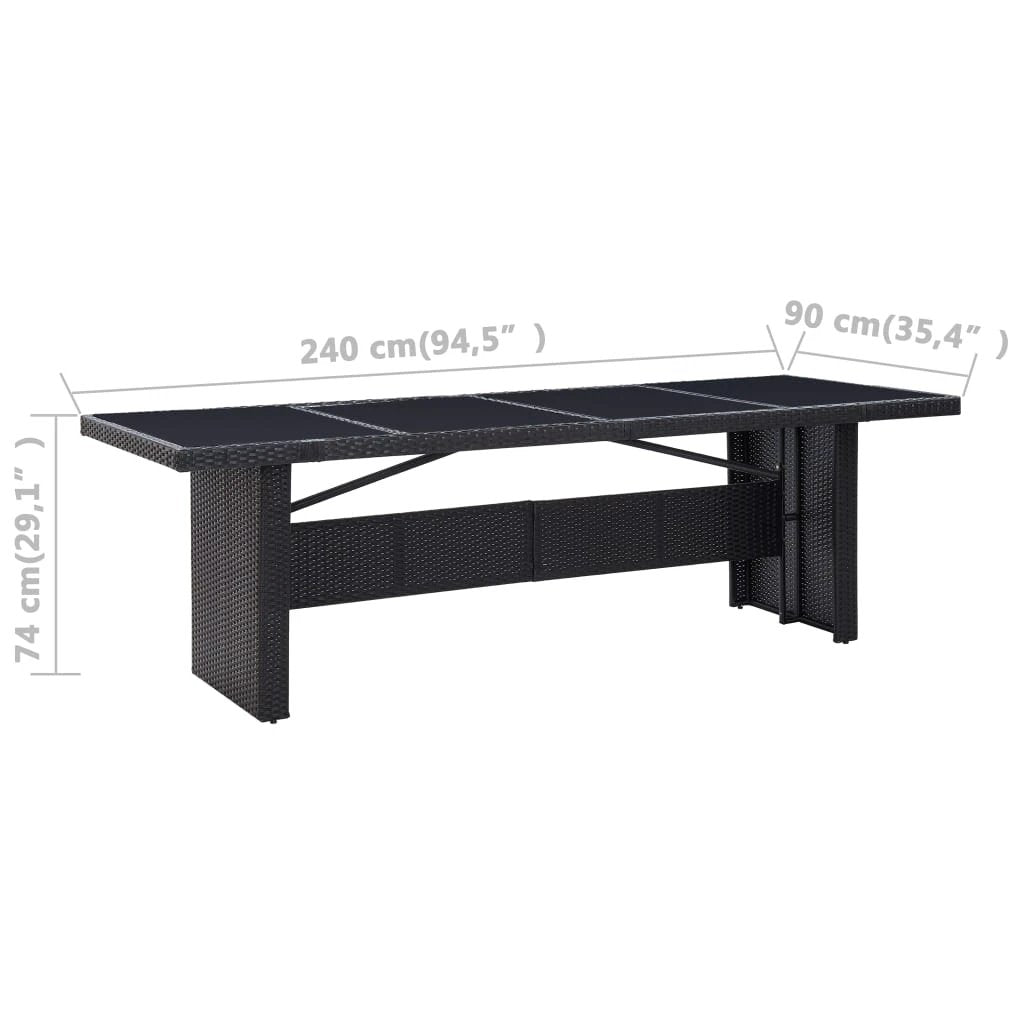 vidaXL Garden Table 240x90x74 cm Poly Rattan and Solid Acacia Wood by vidaXL