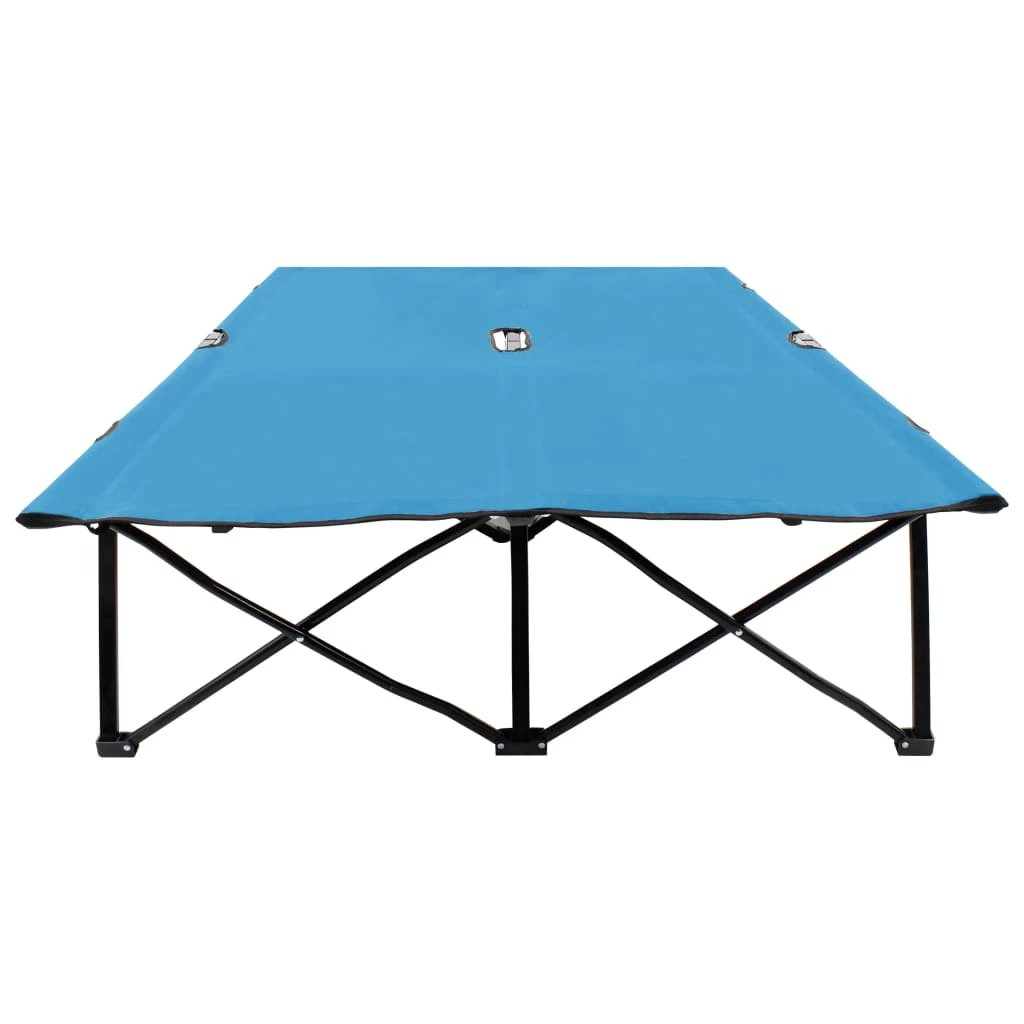 vidaXL vidaXL Two Person Folding Sun Lounger Blue Steel - Sun Lounger