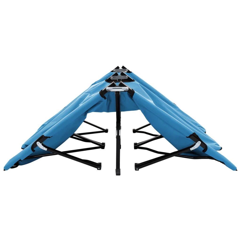 vidaXL vidaXL Two Person Folding Sun Lounger Blue Steel - Sun Lounger