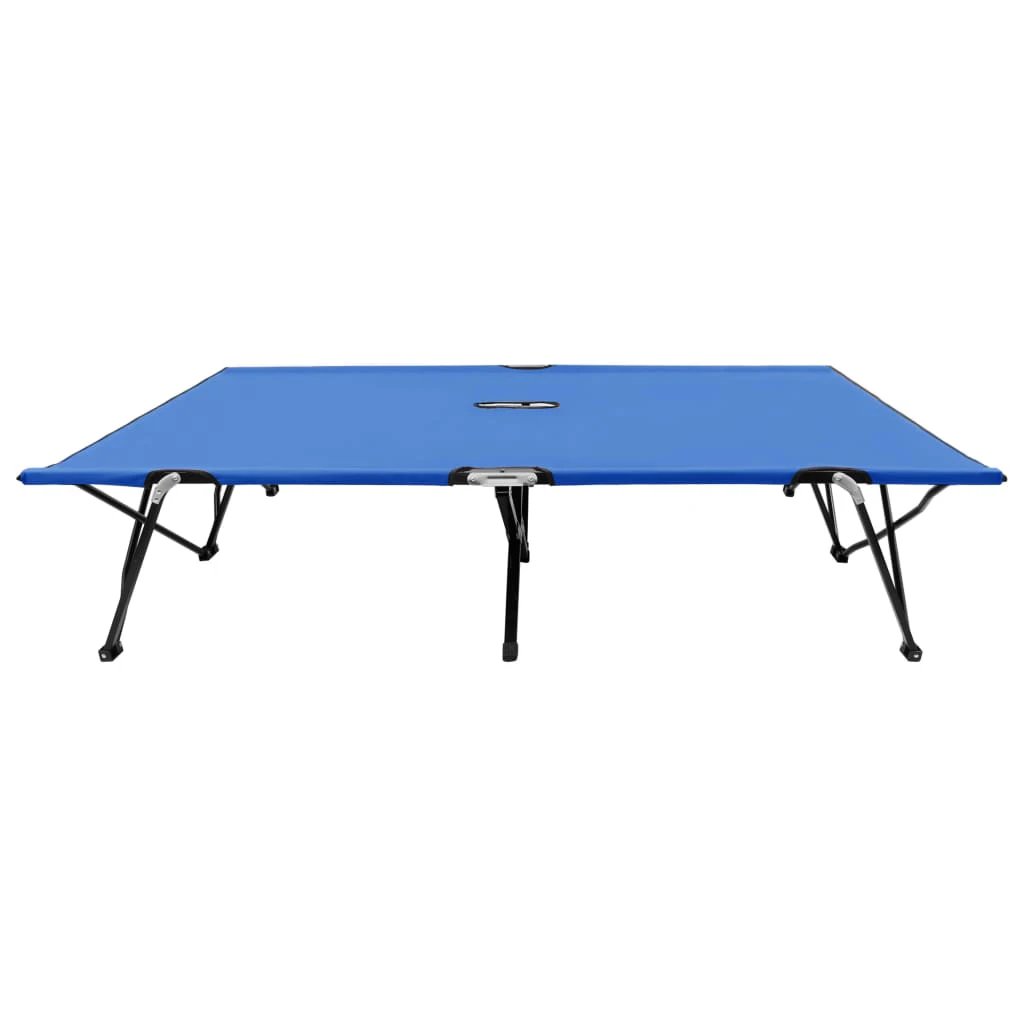 vidaXL Two Person Folding Sun Lounger Blue Steel by vidaXL