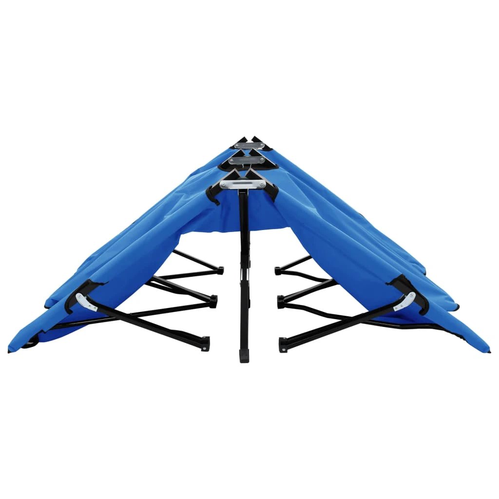 vidaXL Two Person Folding Sun Lounger Blue Steel by vidaXL