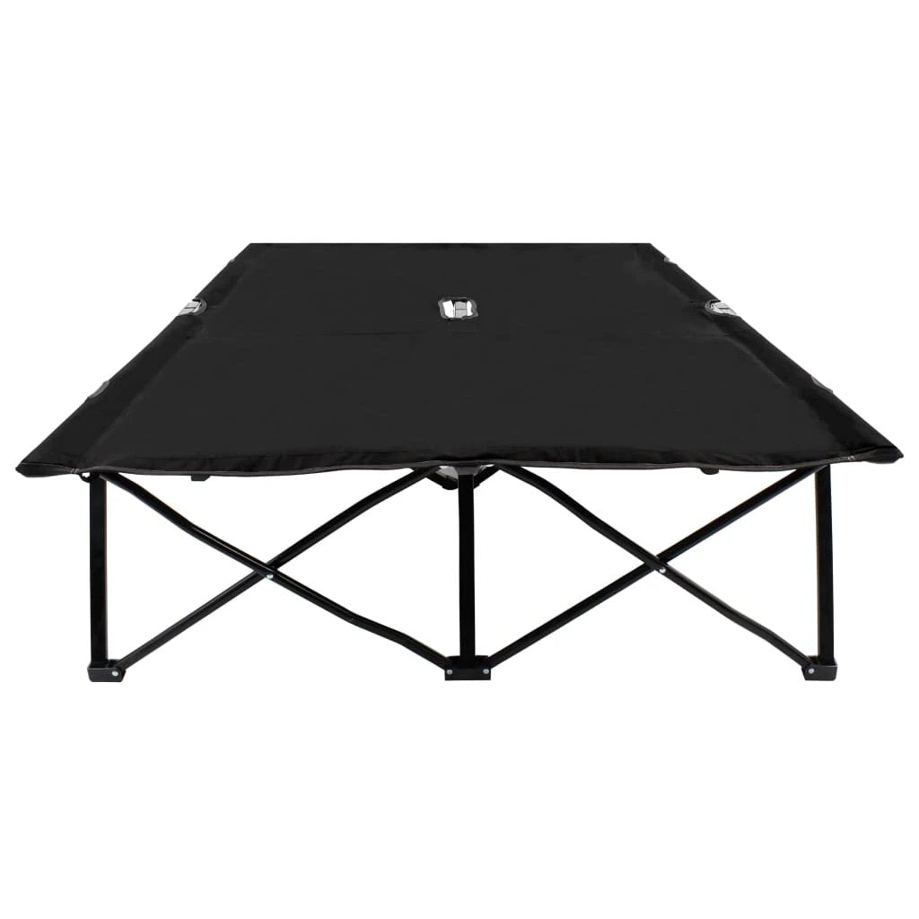 vidaXL Two Person Folding Sun Lounger Blue Steel by vidaXL
