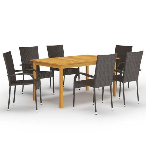 vidaXL 5 Piece Garden Dining Set 150x90x74 cm Solid Acacia Wood Table with Weather-Resistant PE Rattan Chairs for Outdoor Use by vidaXL