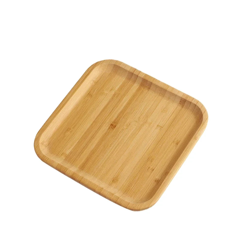 NONE Square Bamboo Serving Tray Kitchen Food Tableware Tray For Dinners Party Tea Bar Wood Coffee Tray Food CupTrays Decorative -