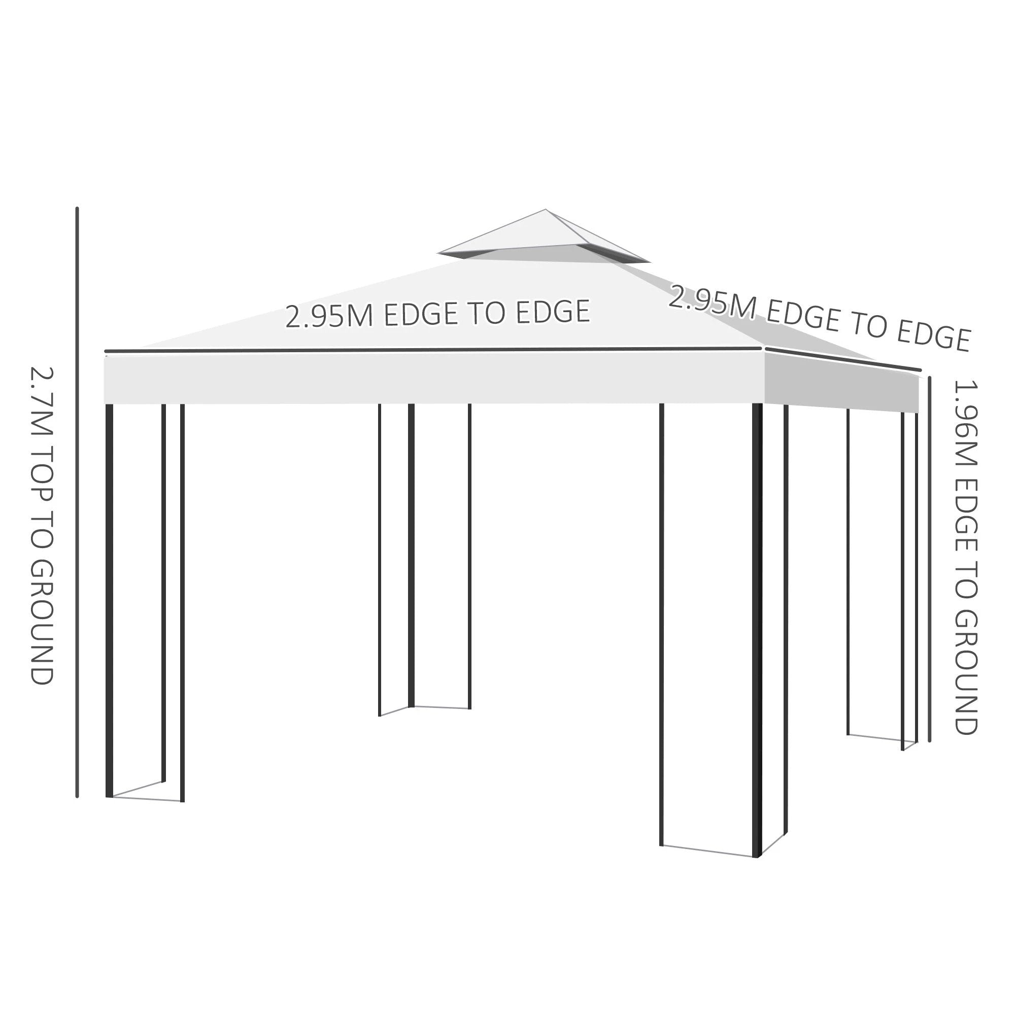 3m x 3m Vented Roof Metal Frame Garden Gazebo Cream by Outsunny