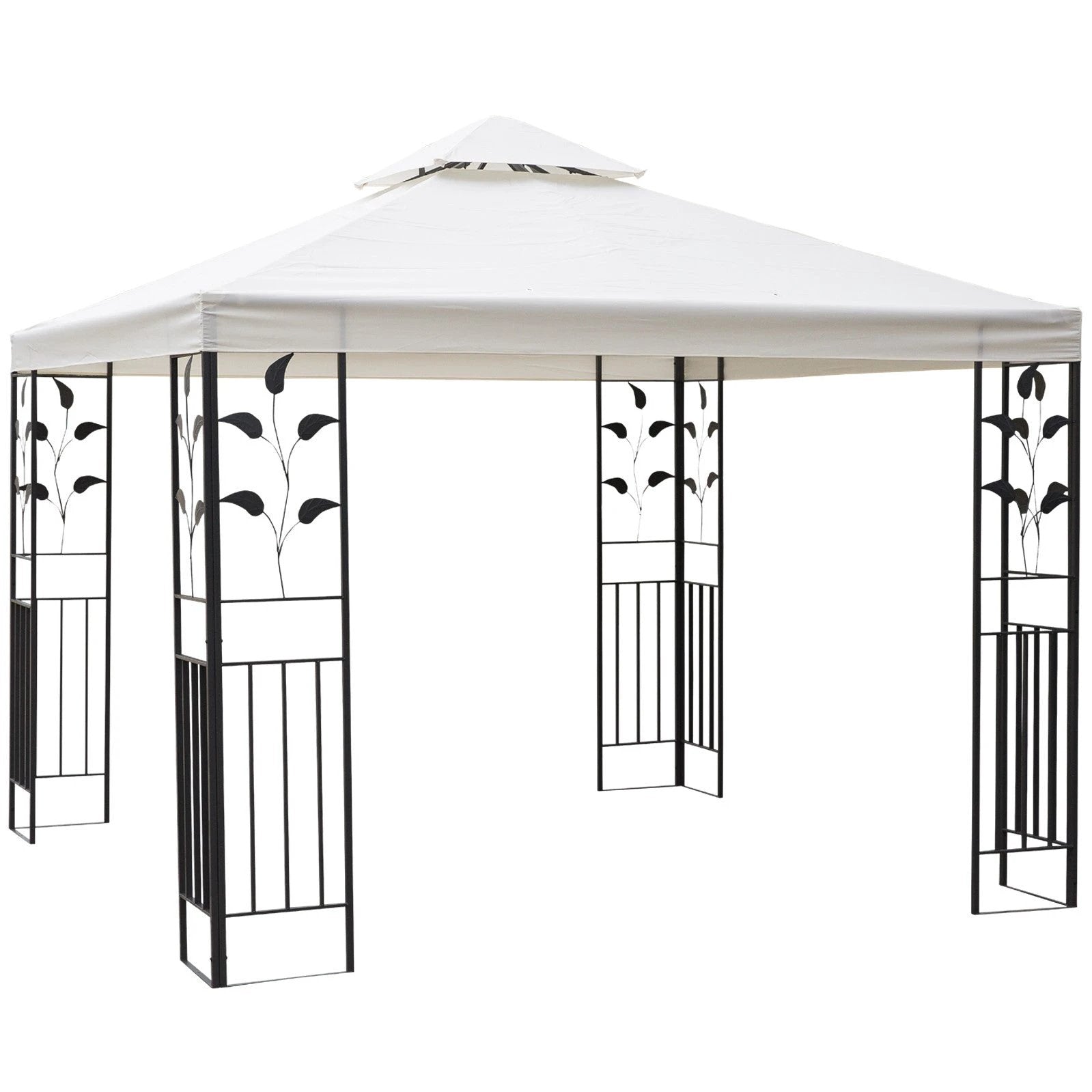 3m x 3m Vented Roof Metal Frame Garden Gazebo Cream by Outsunny