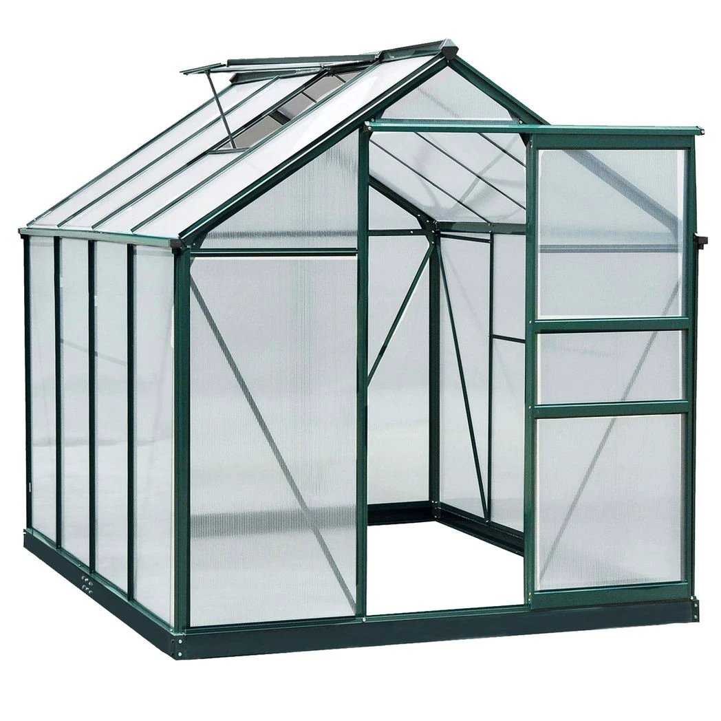 Clear Large Walk-In Greenhouse Garden Plants Grow Galvanized Base, Slide Door by Outsunny