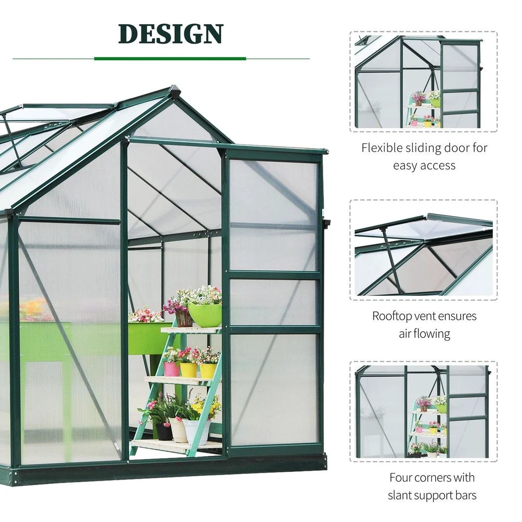 Clear Large Walk-In Greenhouse Garden Plants Grow Galvanized Base, Slide Door by Outsunny