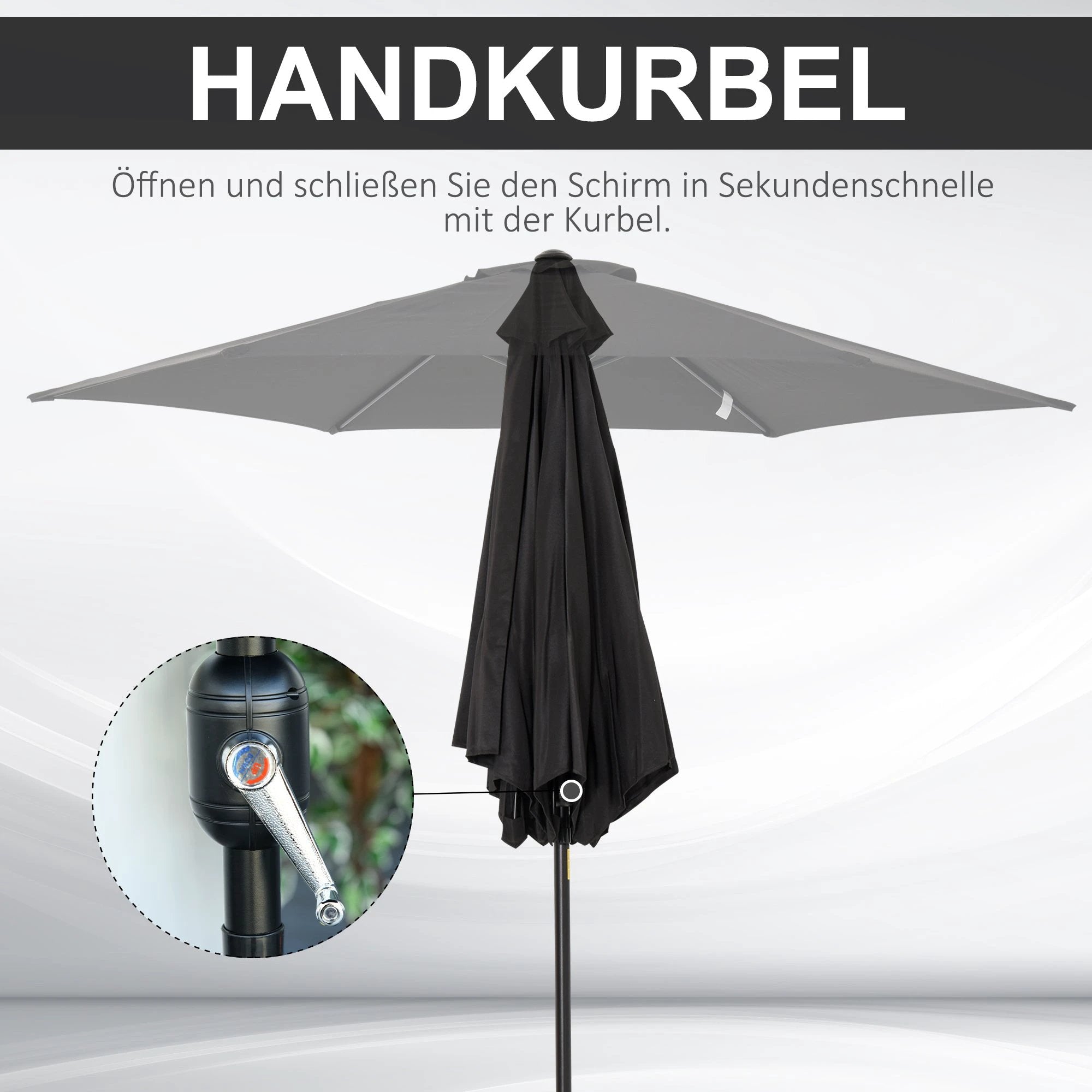 Outsunny Patio Umbrella Parasol Sun Shade Garden Aluminium Black 2.7M by Outsunny