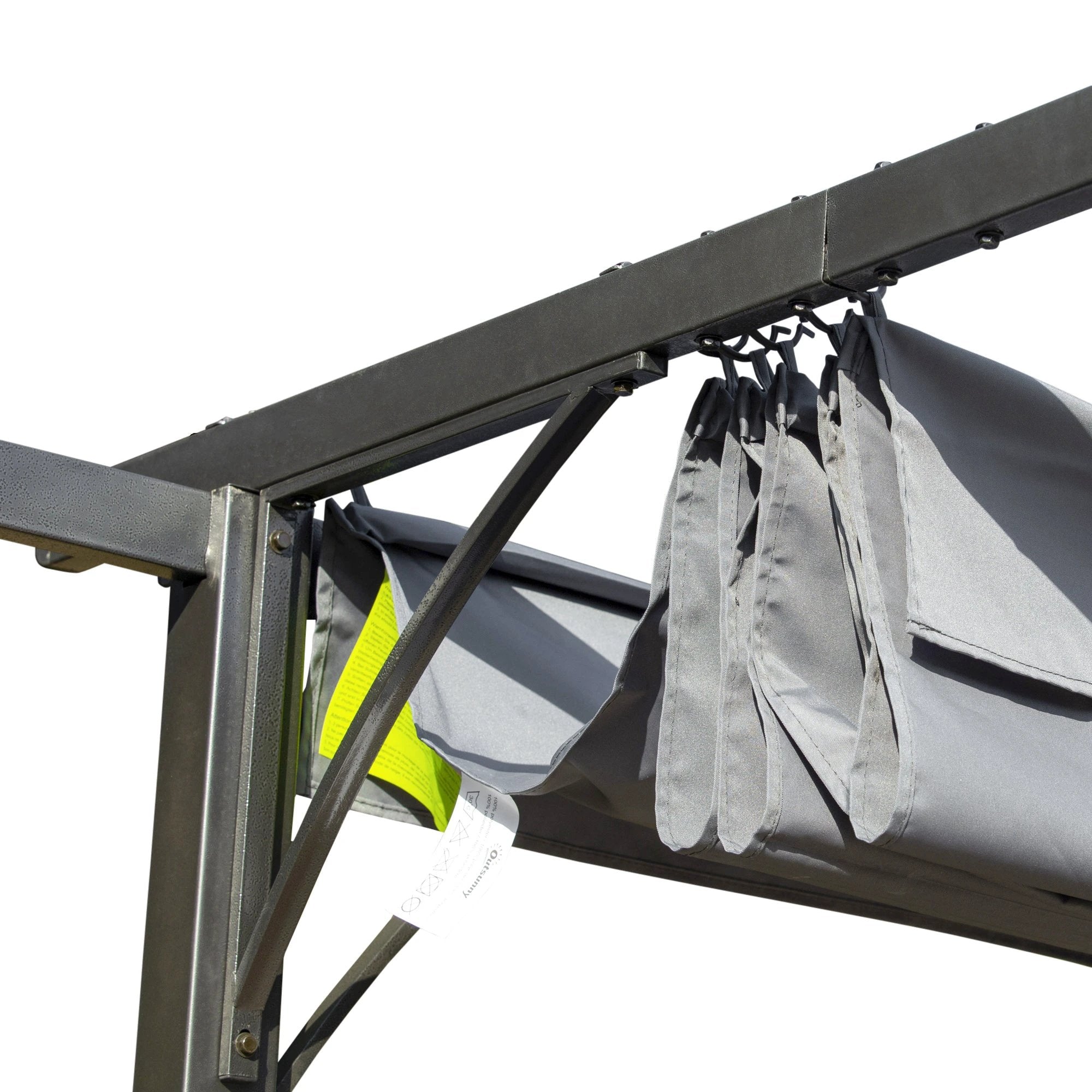 Outsunny 3x3 m Metal Pergola Gazebo Awning Retractable Canopy Grey 3x3m - Uncategorized Gazebos