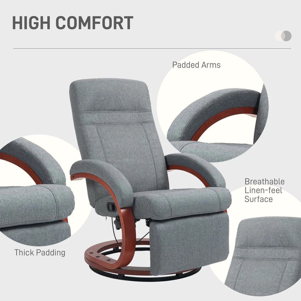 HOMCOM Manual Recliner Swivel Reclining Chair with Footrest Armrests Beige by HOMCOM