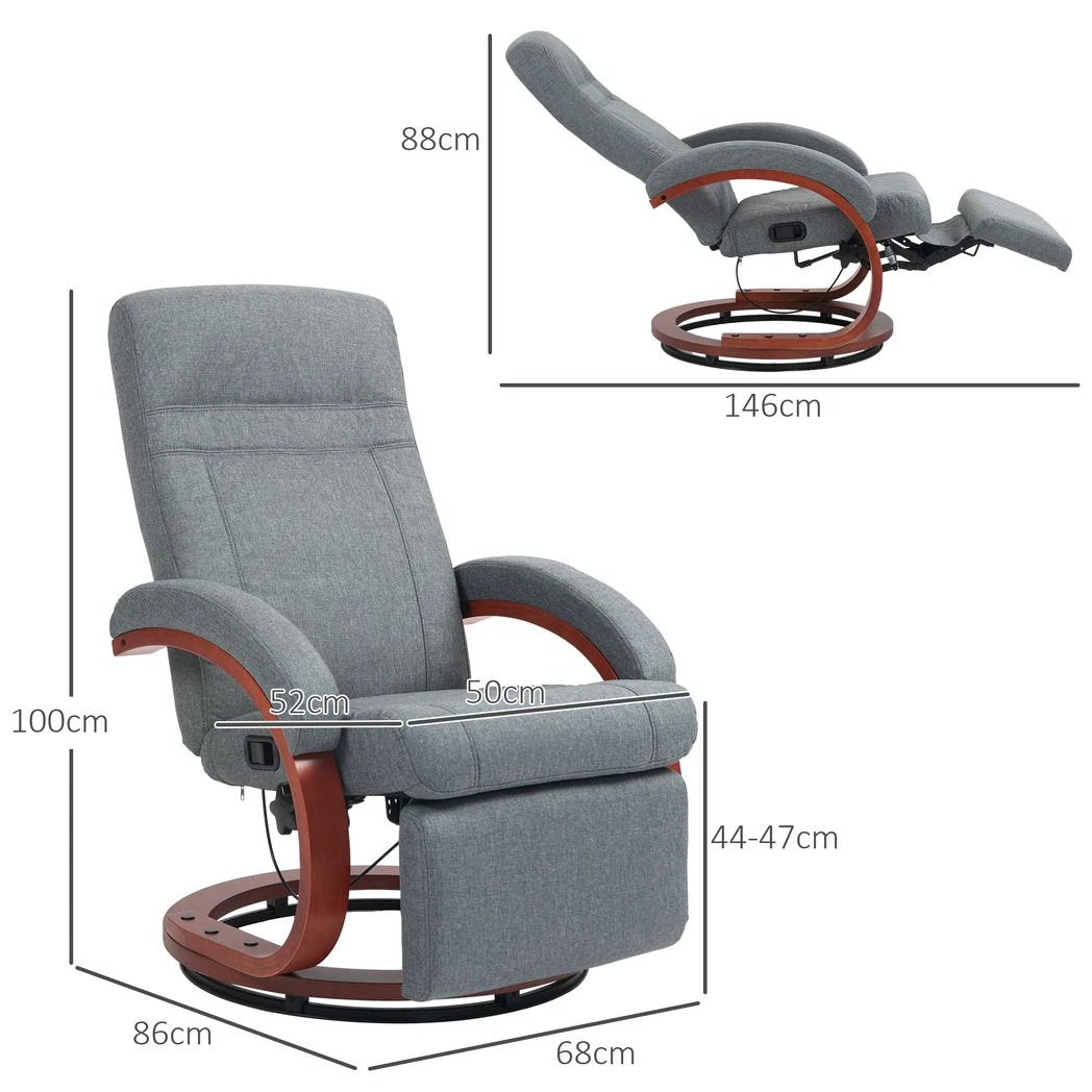 HOMCOM Manual Recliner Swivel Reclining Chair with Footrest Armrests Beige by HOMCOM