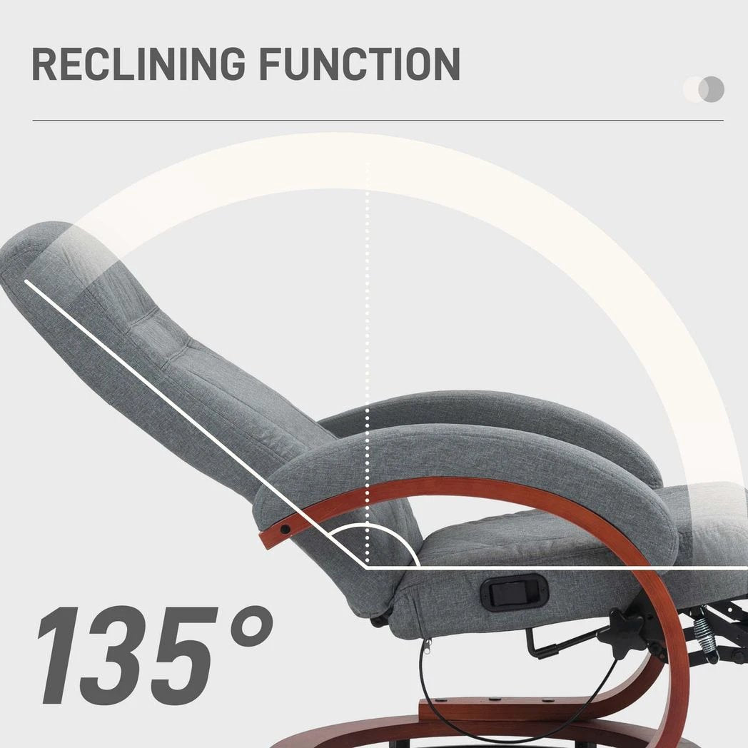 HOMCOM HOMCOM Manual Recliner Swivel Reclining Chair with Footrest Armrests Beige - Recliner