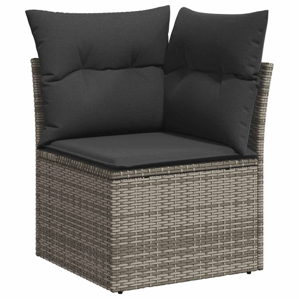 vidaXL vidaXL 5 Piece Garden Sofa Set with Cushions Black Poly Rattan Acacia - Garden Sofa Sets