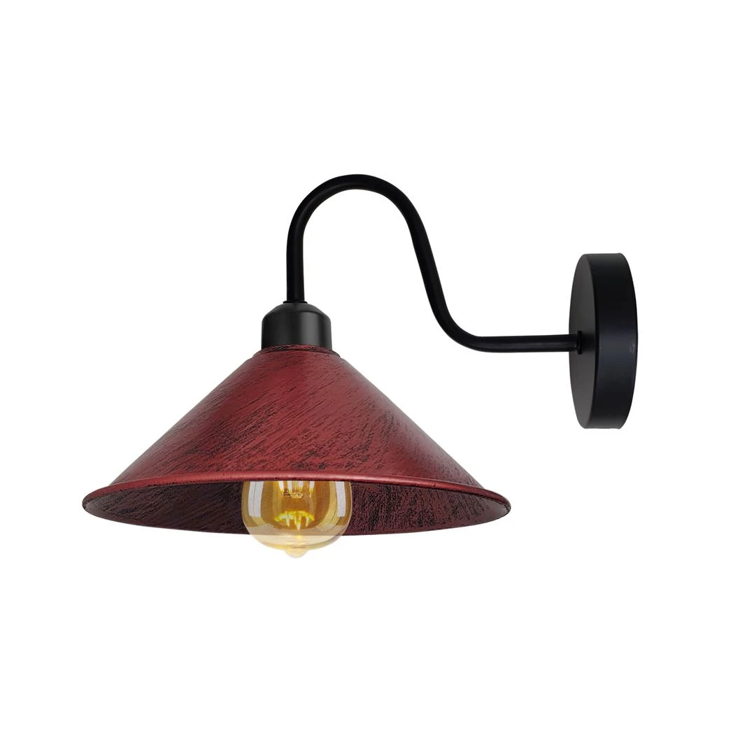 Un-branded Rustic Red Wall Light Fixture Cone Shade Swan Neck - Wall Lights