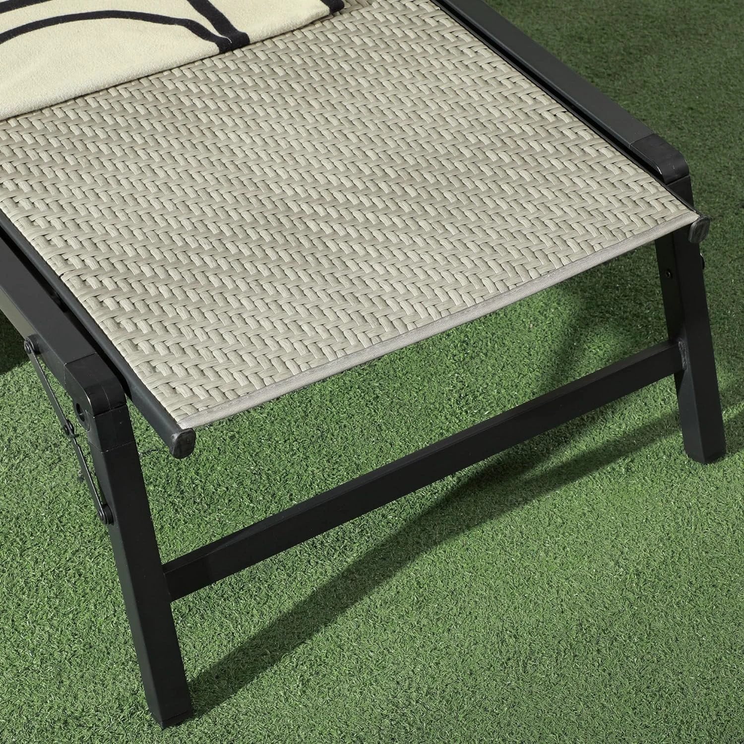 Outsunny Foldable PE Rattan Sun Lounger with 5-Level Adjustable Backrest by Outsunny
